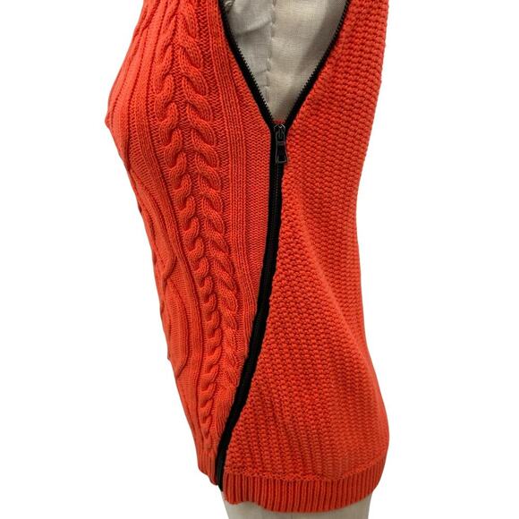 Sachin & Babi Orange Cable Knit Side Zip Sweater Vest Sleeveless Size‎ Small - Picture 7 of 11